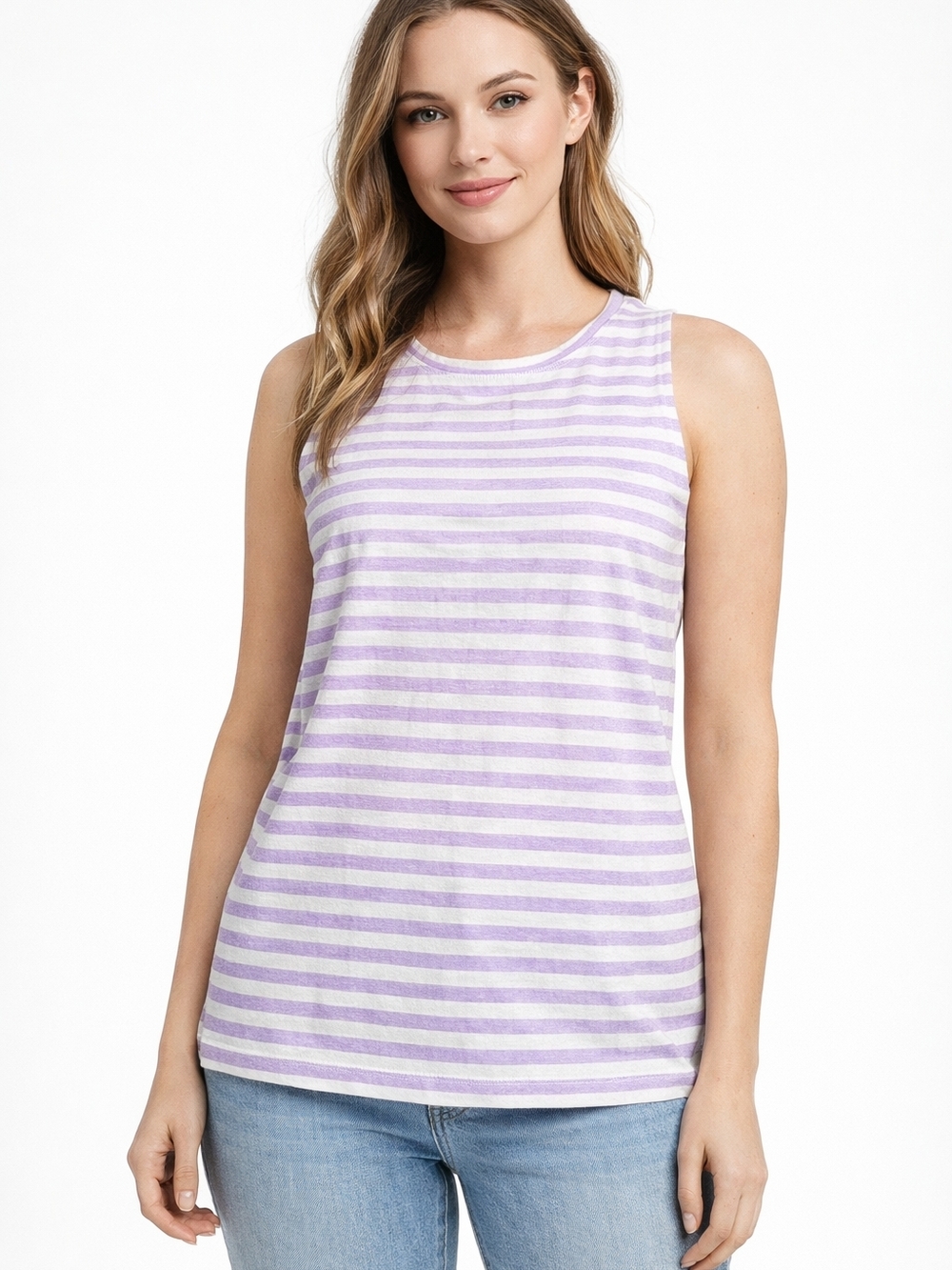 2/$20 Dex Lavender & White Striped Tank Top